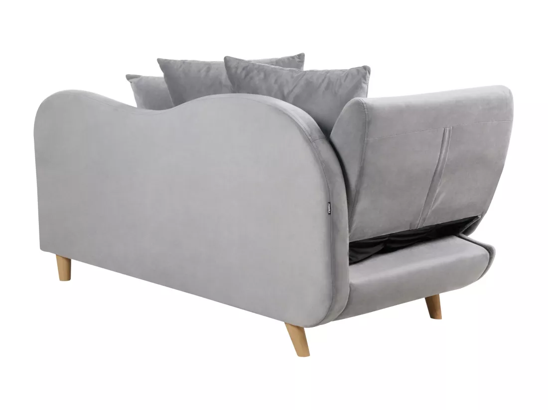 Chaise longue côté droite en velours gris clair MERI II