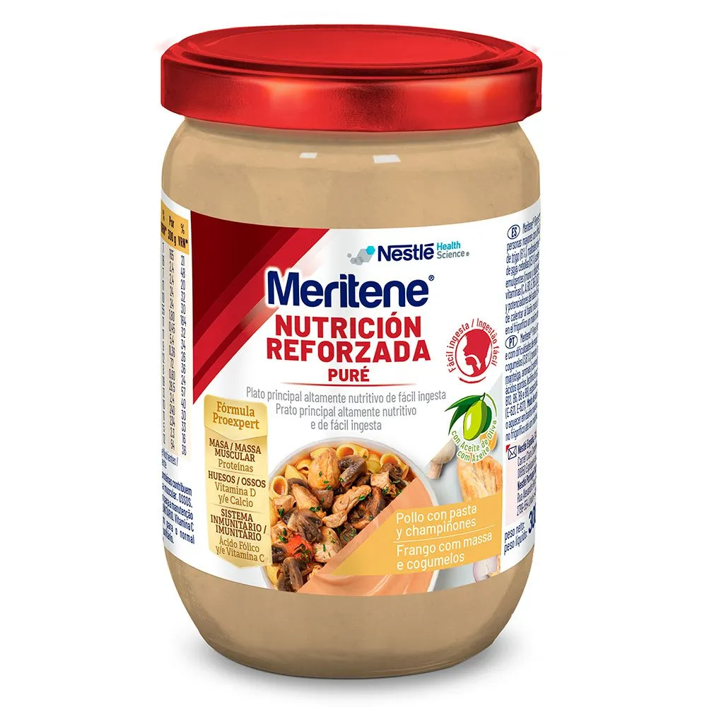 Purê de frango Meritene 300g com macarrão e cogumelos