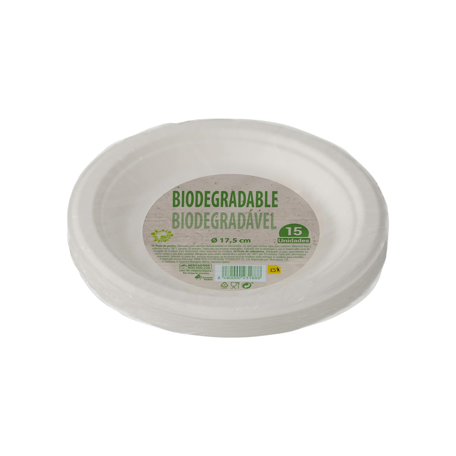 Assiette à dessert biodégradable Green Forest