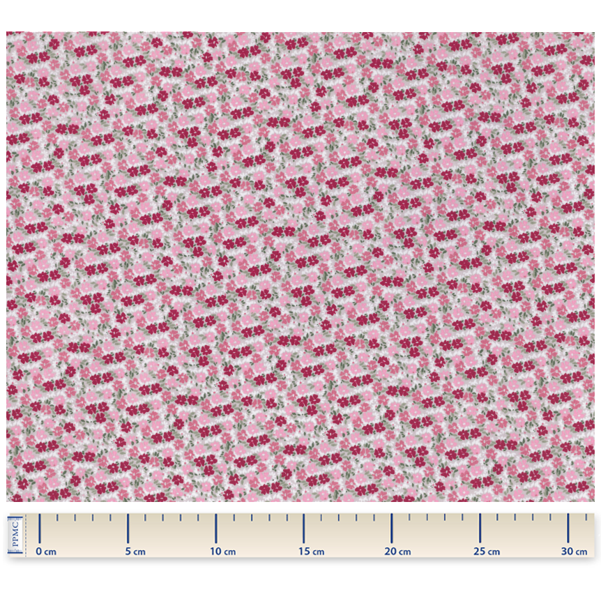Tissu Coton Au Mètre Ex2312 Mini Fleurs Rose Rouge