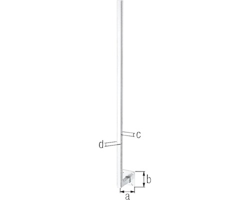 Universele schroefpaal, verzinkt, lengte 1150 mm, met 120 mm tussenruimte.