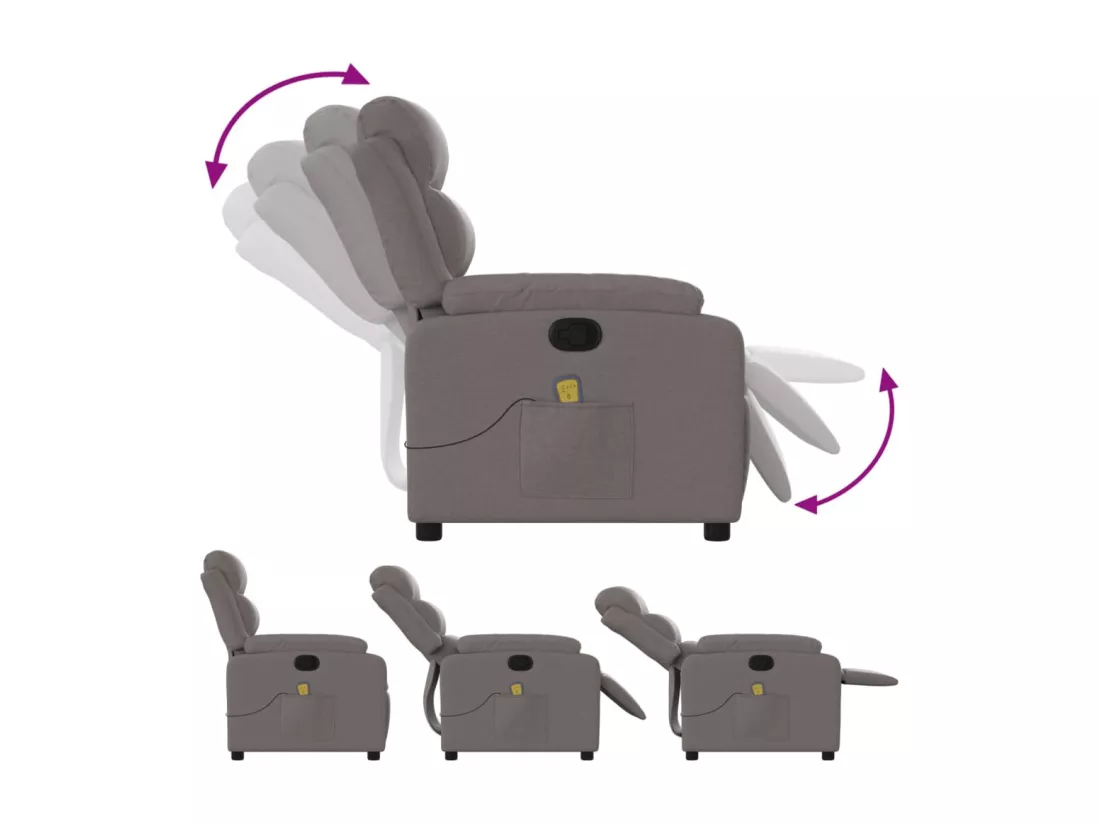 Fauteuil de massage inclinable Taupe Tissu