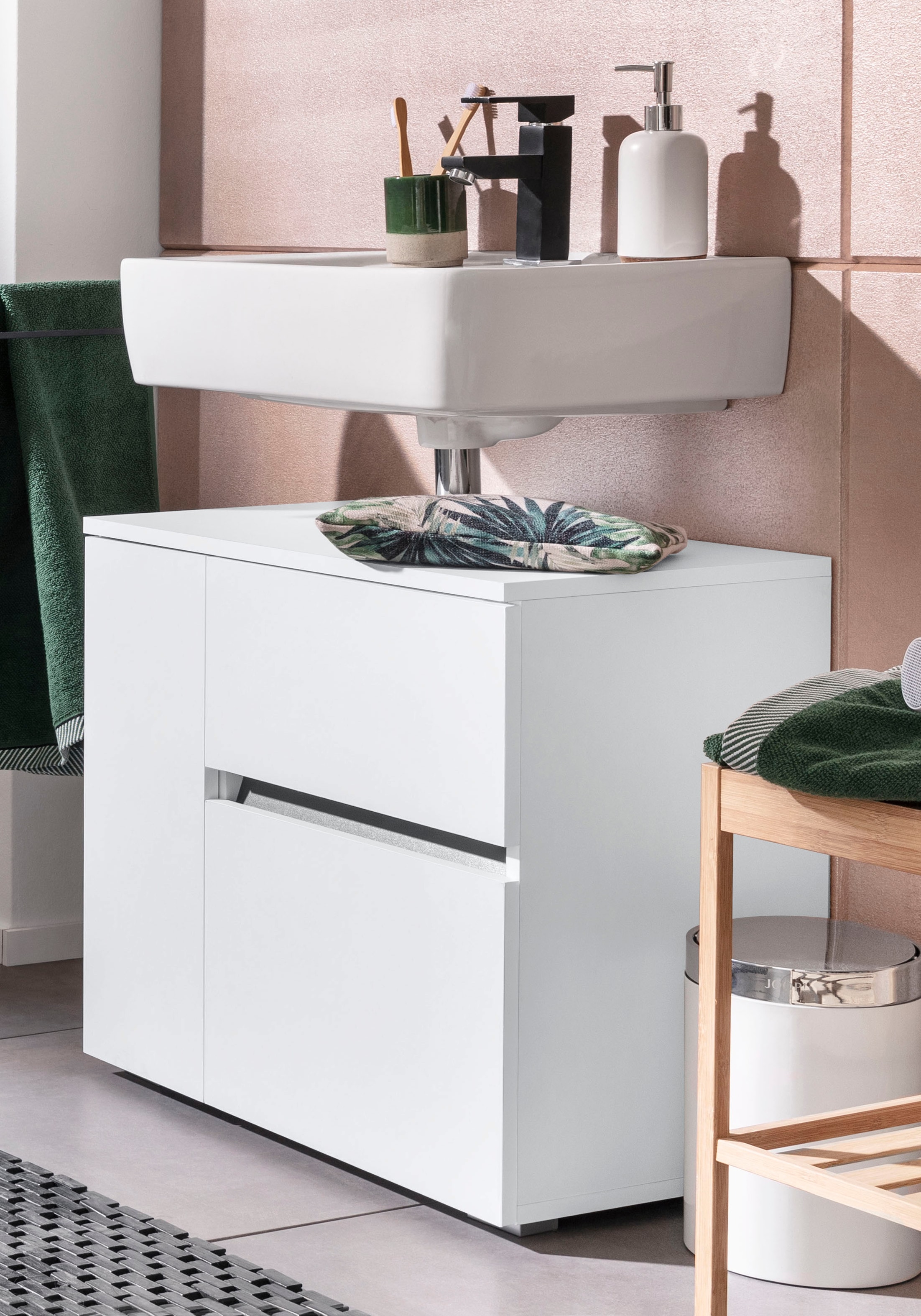 Home affaire Waschbeckenunterschrank »Wisla« Siphonausschnitt, Push-to-open-Funktion, Breite 60cm, Höhe 55 cm