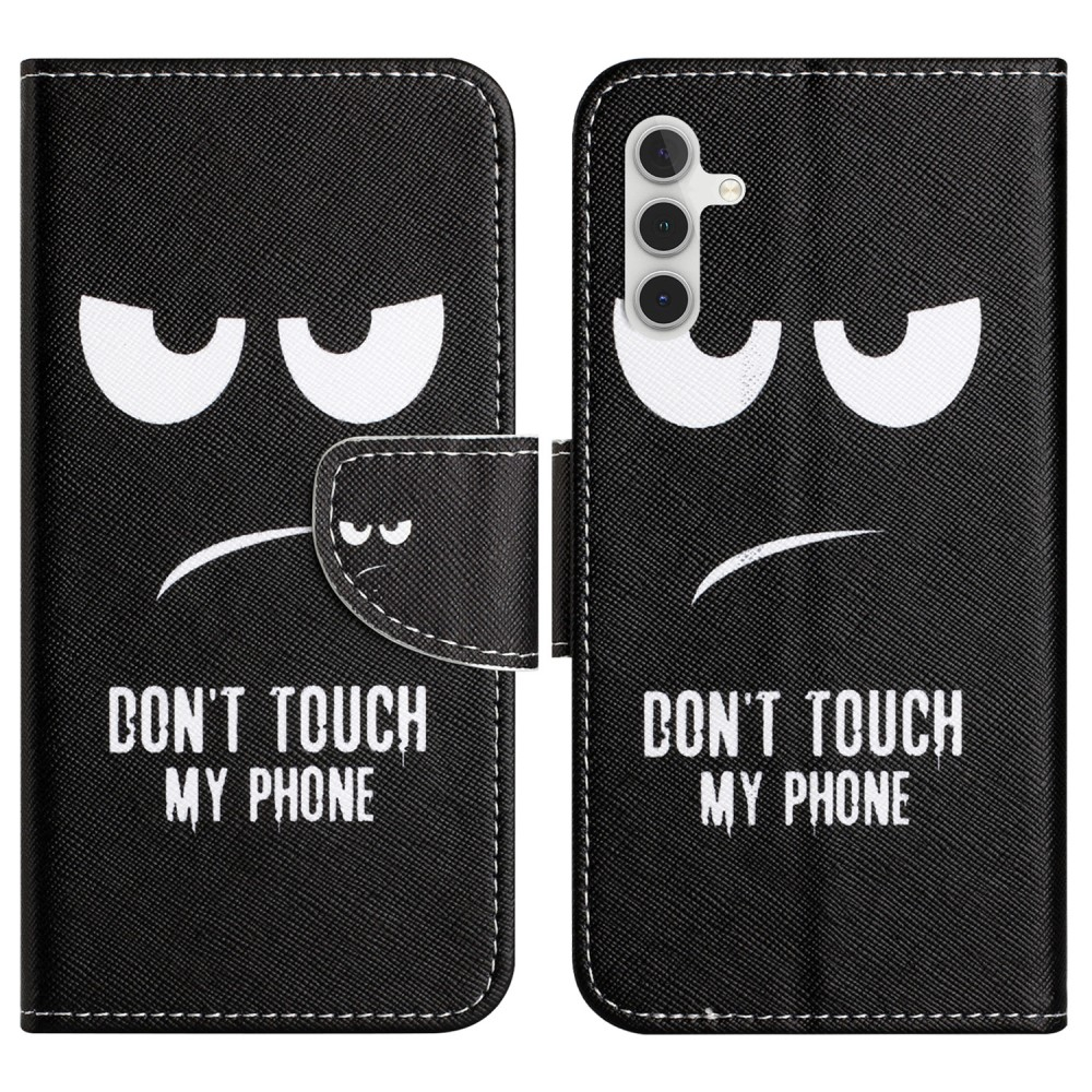 Samsung Galaxy A54 5G Leder Tasche mit Kartenfach Don't Touch My Phone - Schwarz