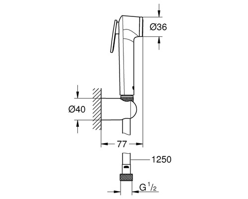Grohe Quickfix Vitalio Trigger Spray 30 ovale handdoucheset inclusief 1250 mm doucheslang, mat chroom, 26175001