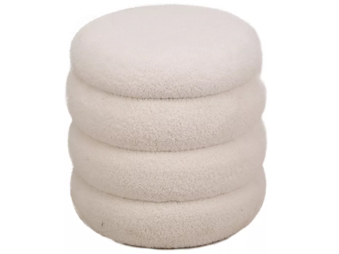Pouf en bouclettes blanches style scandinave