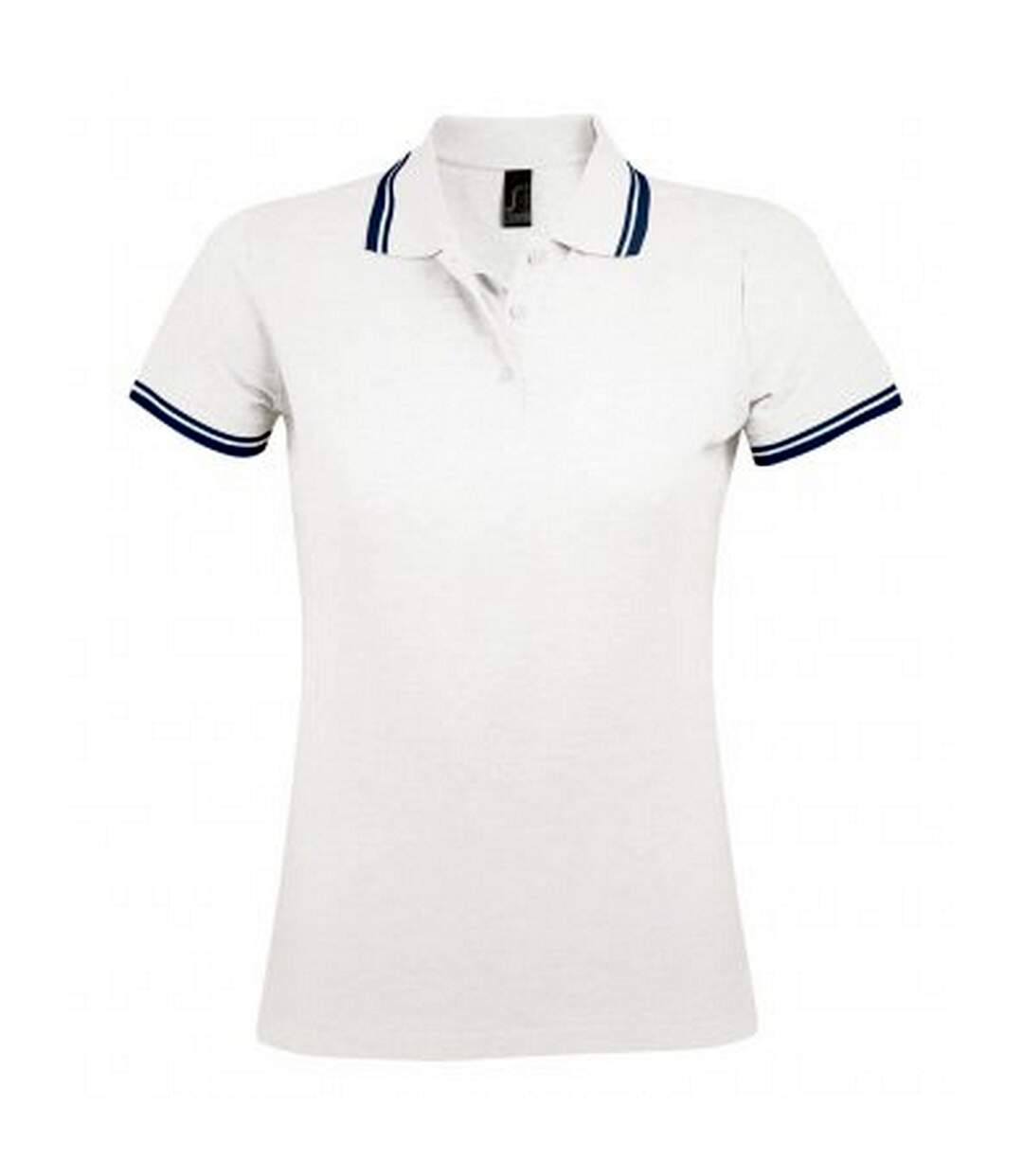 SOLS - Polo manches courtes PASADENA - Femme (Blanc/bleu marine) - UTPC2432