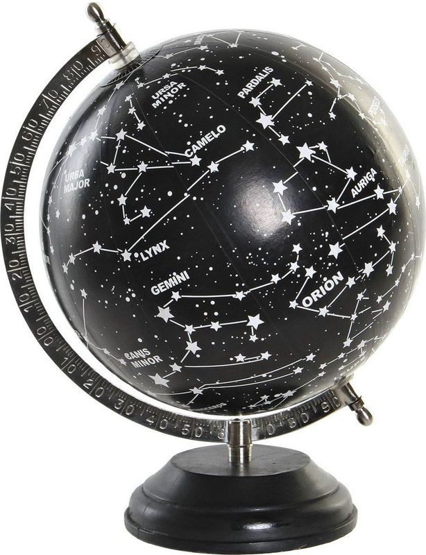 Items Wereldbol - homedeco globe - sterrenhemel - aluminium voet - zwart - 28 x 22 cm
