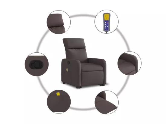 Fauteuil inclinable massant Marron foncé Tissu