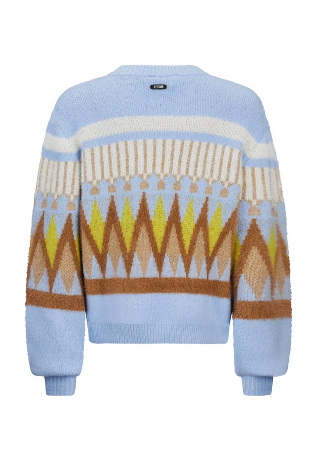 Retour Jeans sweater Freya lichtblauw/bruin/geel