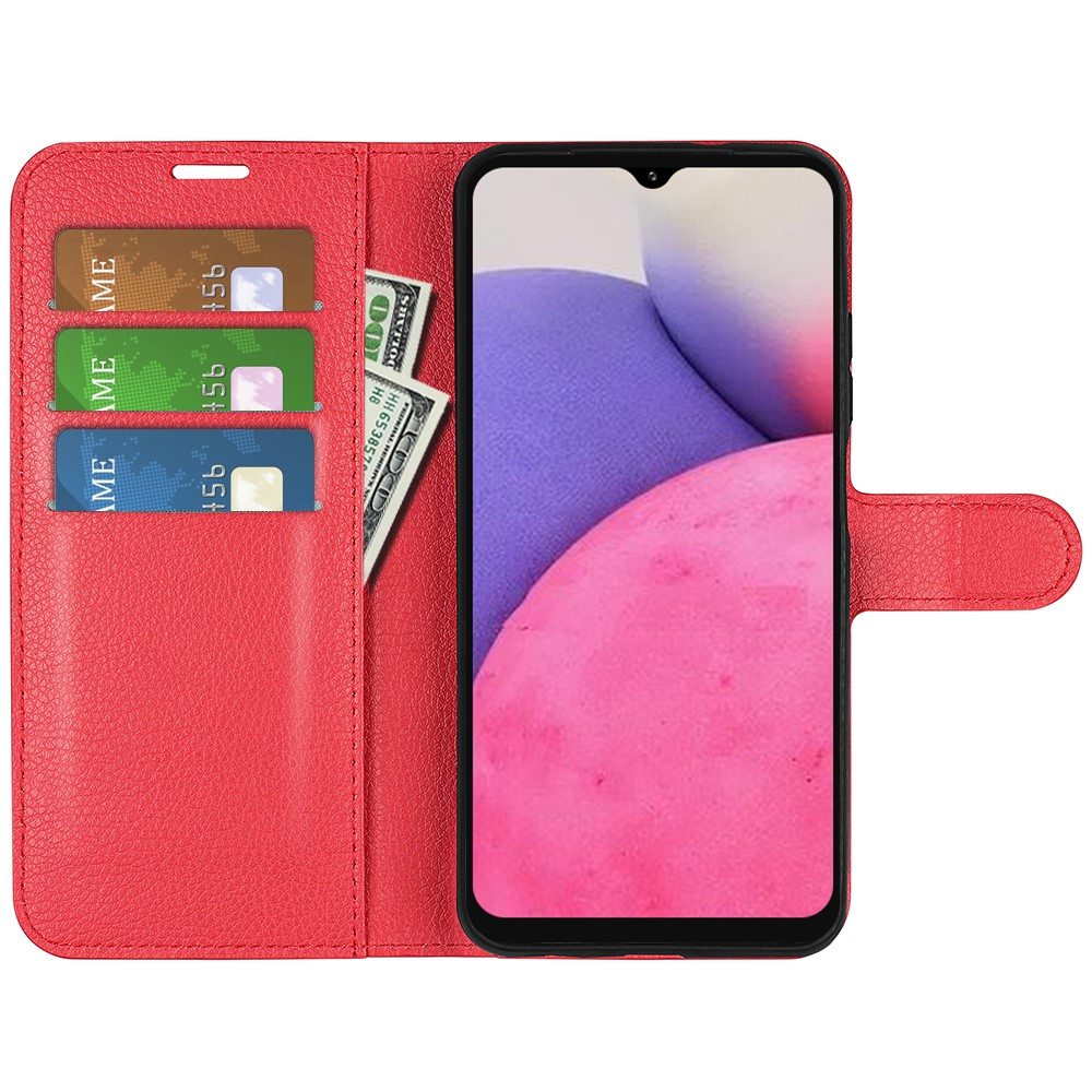 Samsung Galaxy A33 5G Leder Tasche Flip Cover Litchi Look - Rot