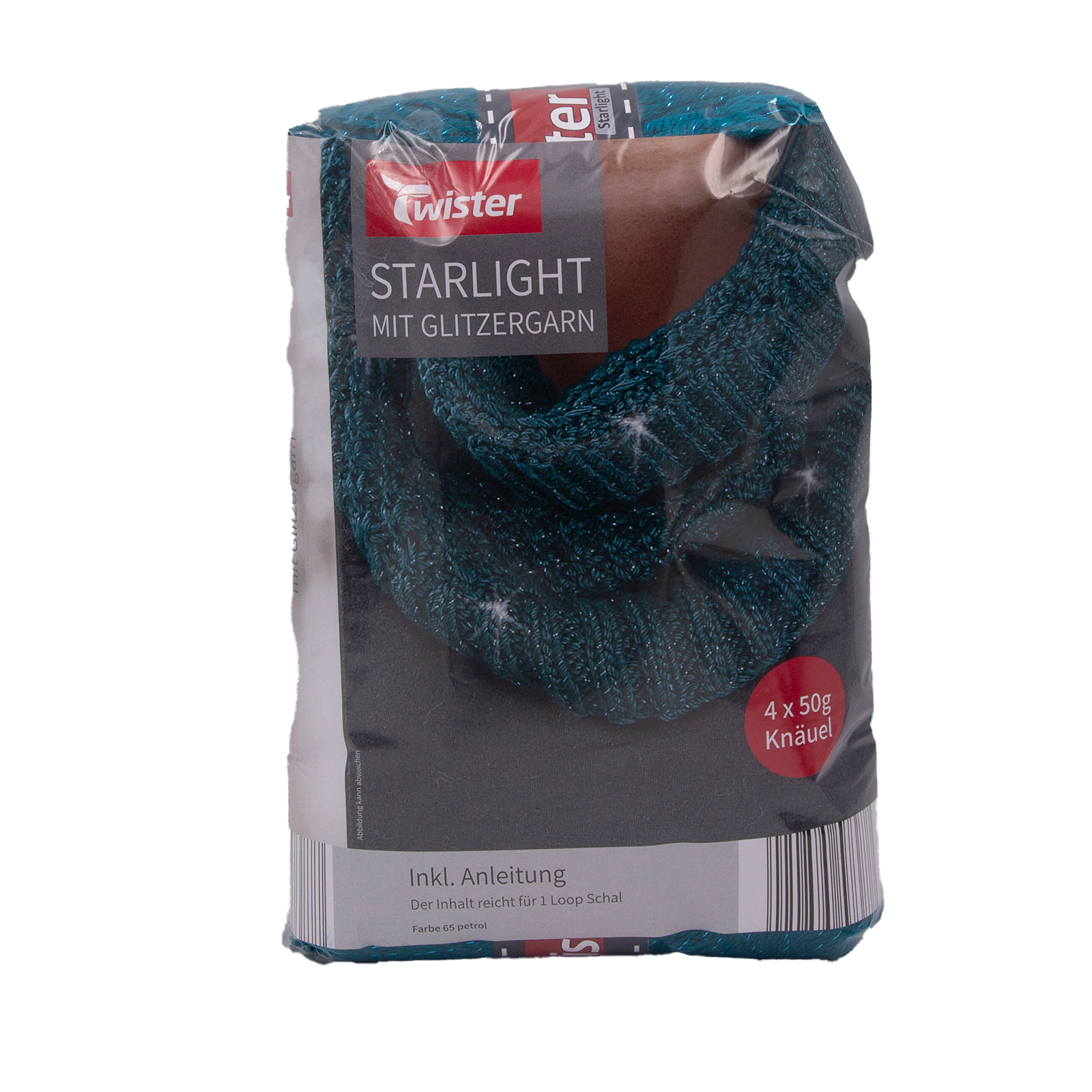 TWISTER Schal-Strickset Loop STARLIGHT - petrol - mit Glanzeffekt