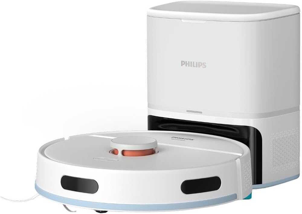 PHILIPS Homerun 2000 Series Roboter Vakuum Cleaner Vakuum and Mopp in one go Extra Strong Suction Power Carpet Boost LDS Radar Navigation Auto-Empty Station Homerun App Arctic White (XU2100/25)