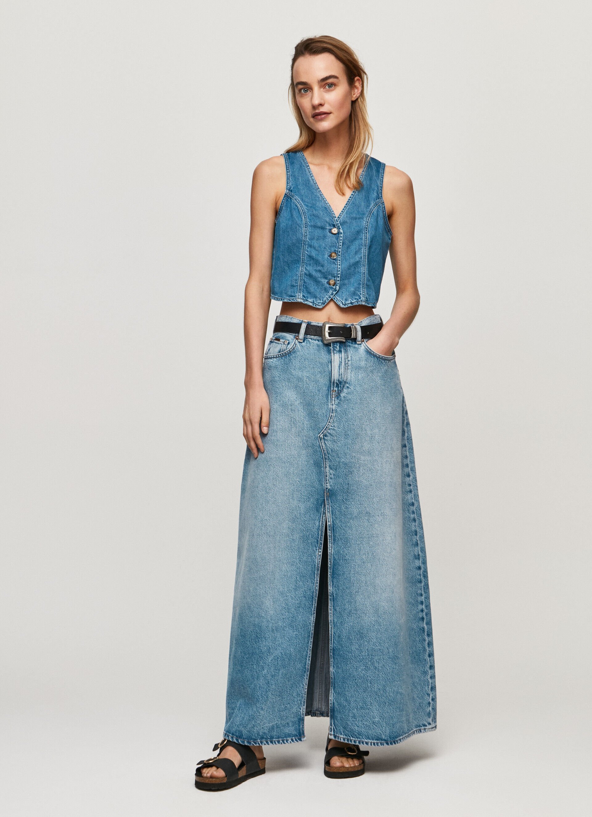 Saia jeans de corte regular - jeans