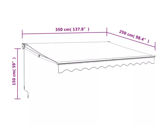 Auvent rétractable anthracite 3,5x2,5 tissu et aluminium
