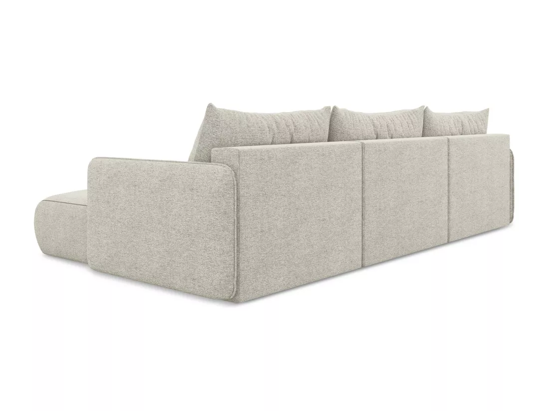 Canapé d'angle panoramique convertible en tissu chenille - argent - NANEA