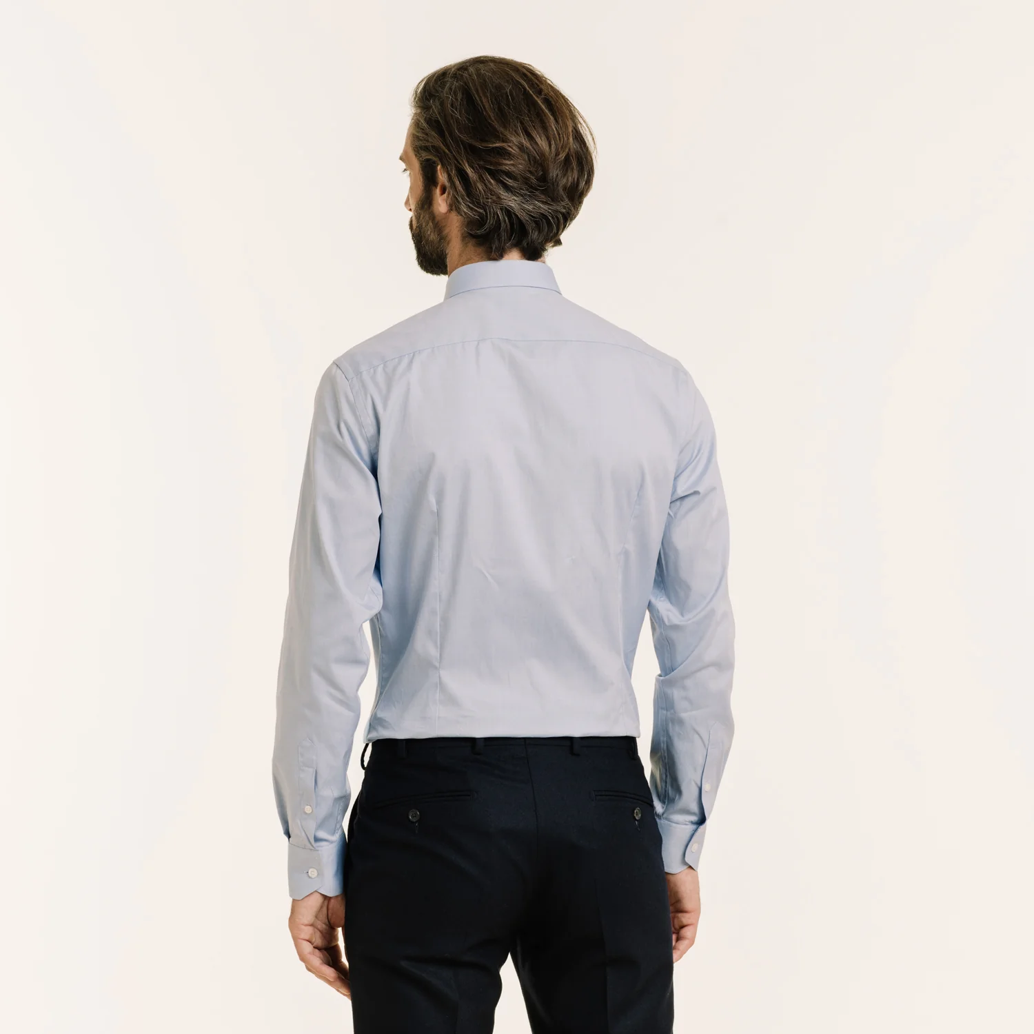 Blue double-twisted Oxford fitted shirt