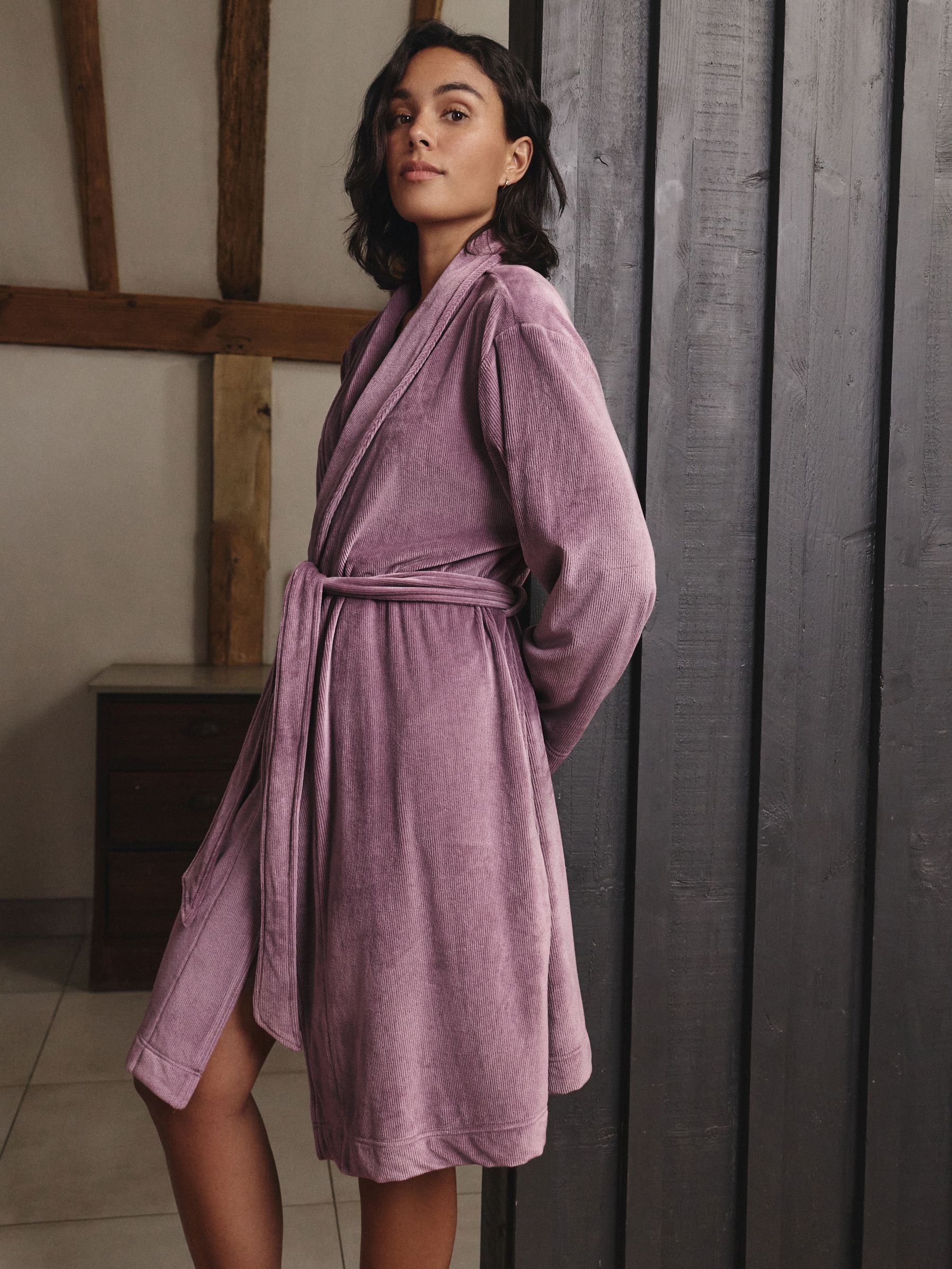 Mauve-paars - Studio Cosy Cord Dressing Gown