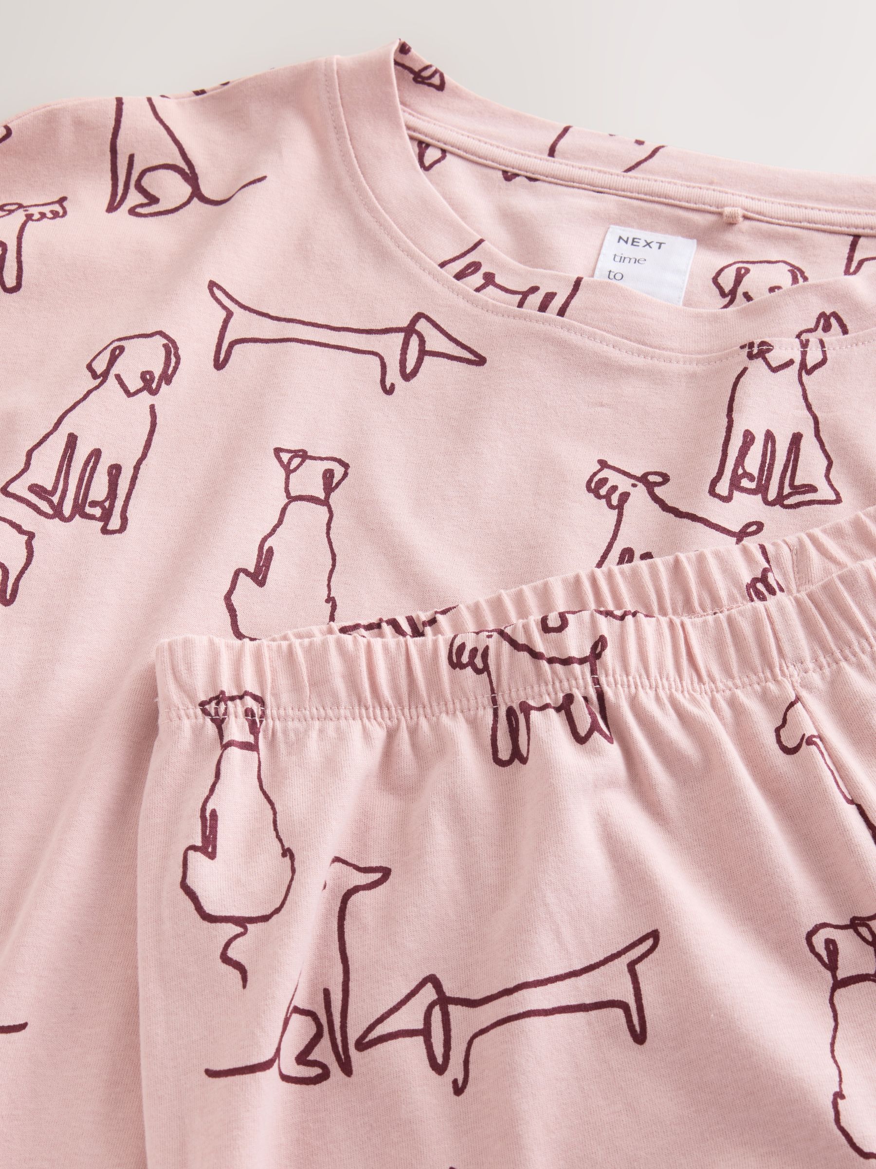 Roze met hondenprint - Pyjama met lange mouwen