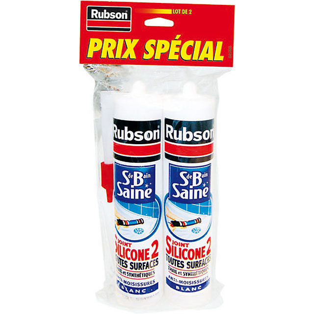 Lot de 2 Mastic Rubson Sanitaire Salle de bains Saine Mastic blanc cartouche 280ml