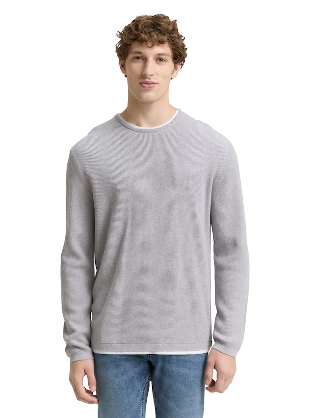 TOM TAILOR Denim Strickpullover mit 2-in-1 Ausschnitt