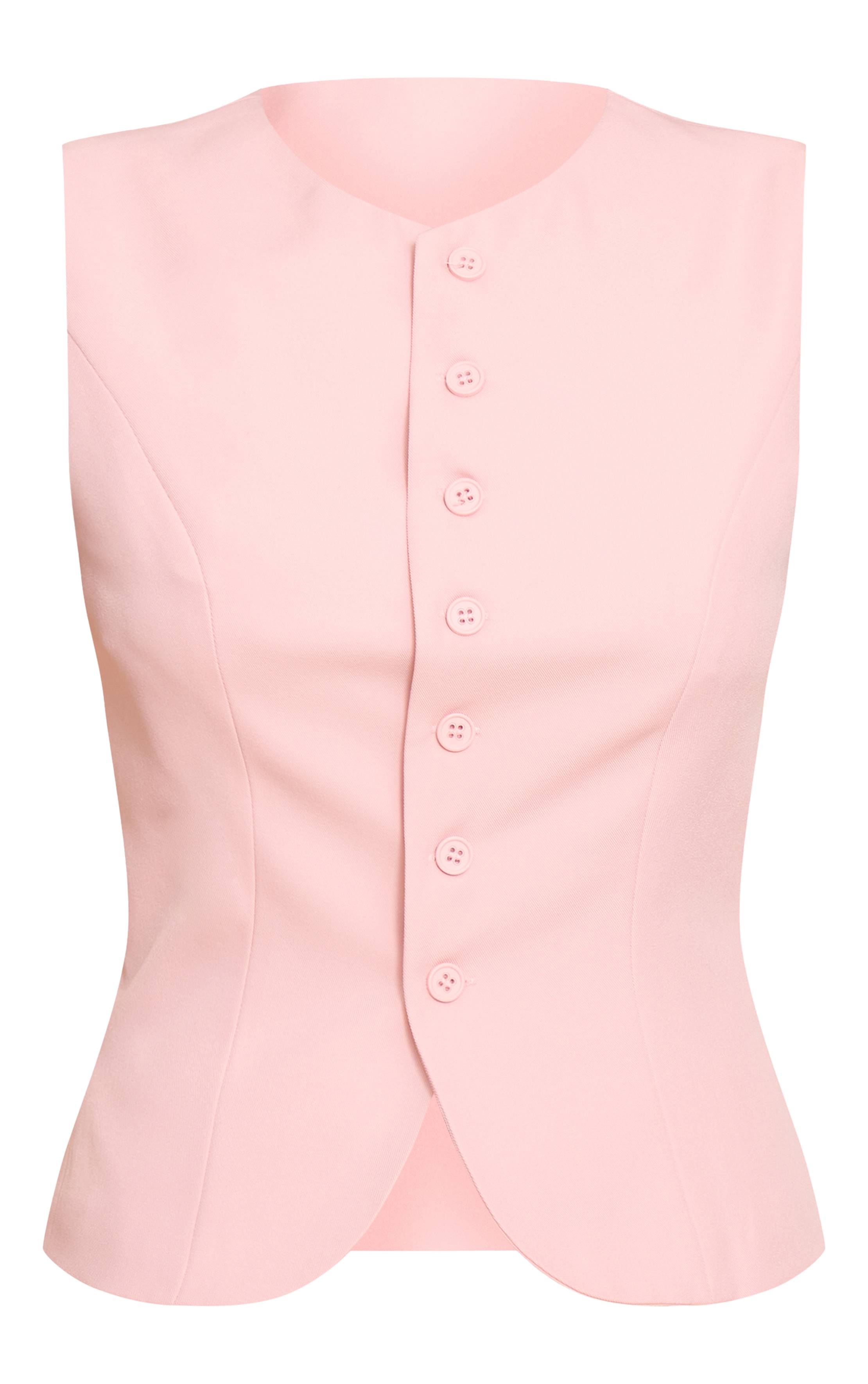 Rose Clair Gilet Ajusté En Tissu Tissé