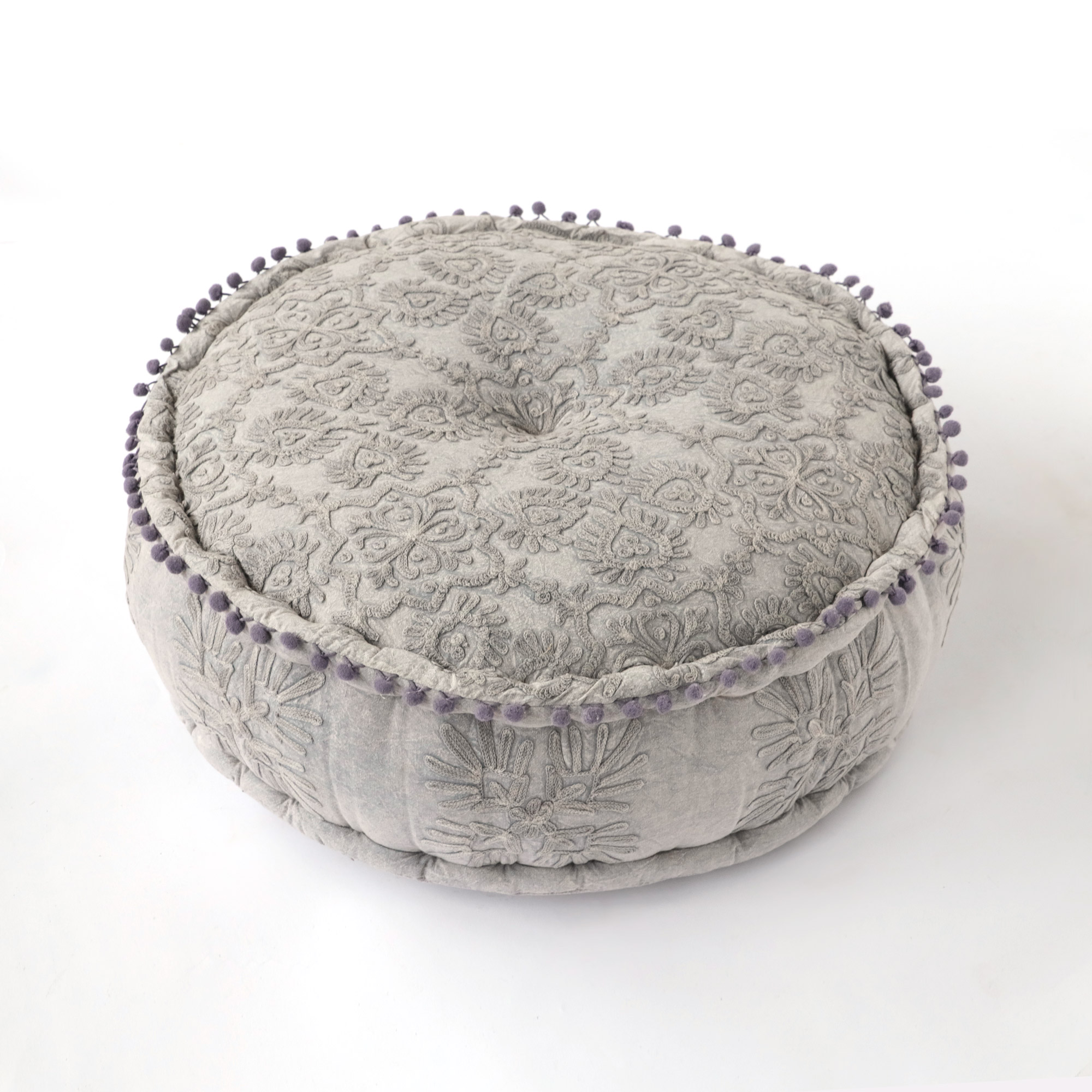 Pouf 'Tilak', grau, Ø 60 cm, H 20 cm von fischer's lagerhaus