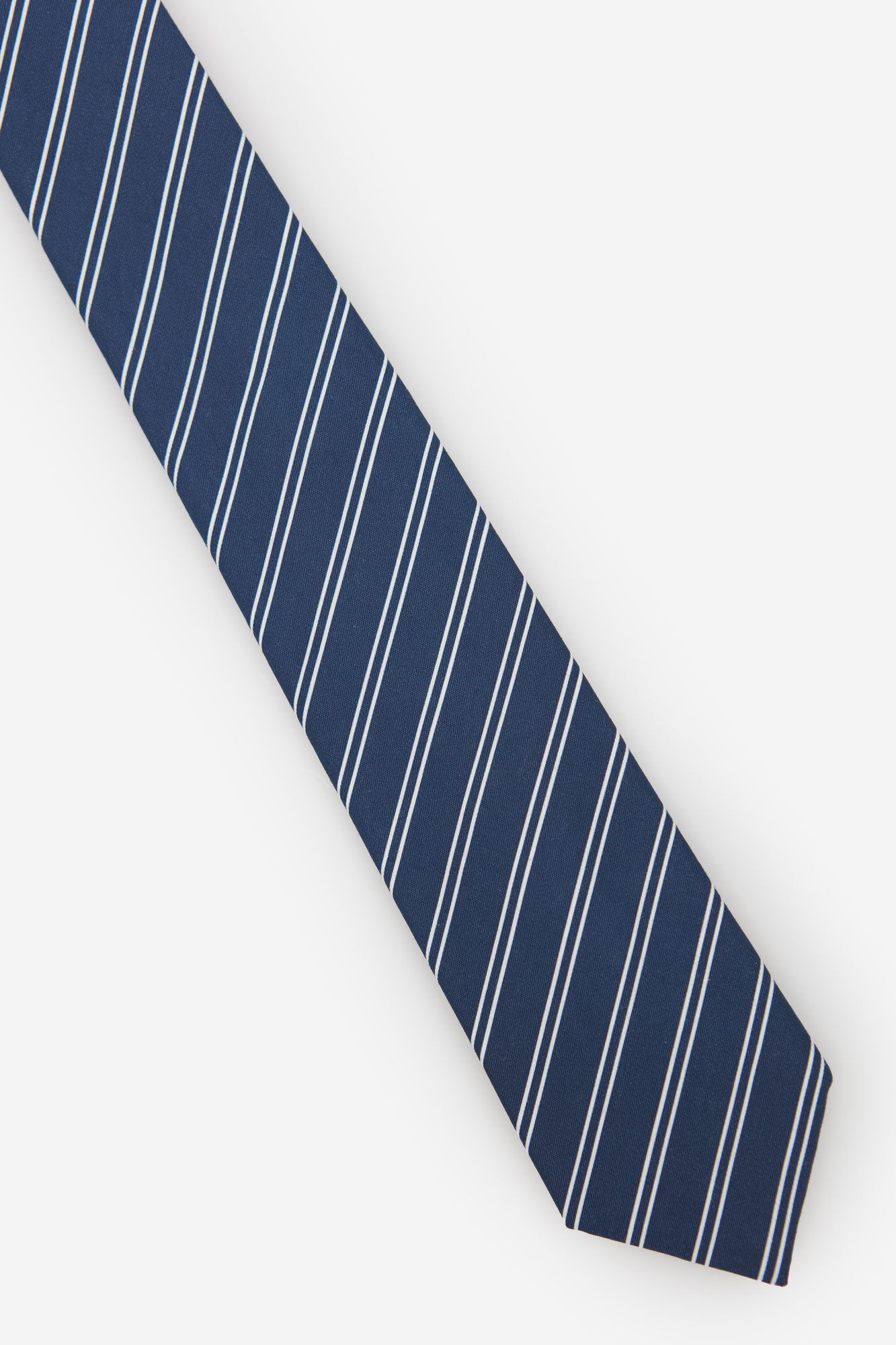 Gravata de seda listrada - Azul marinho