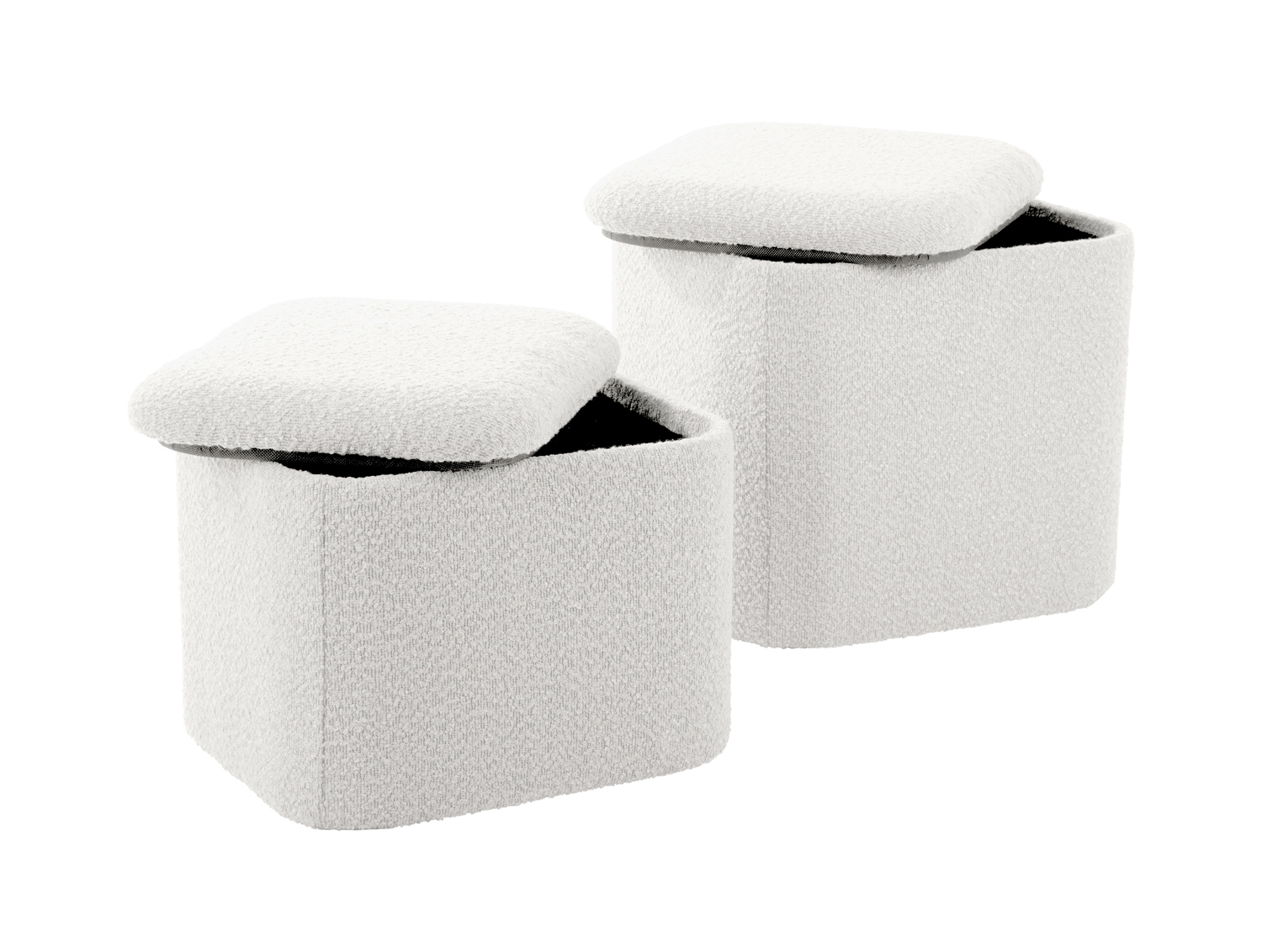 Pouf set Ada storage bouclé off white, set of 2pcs
