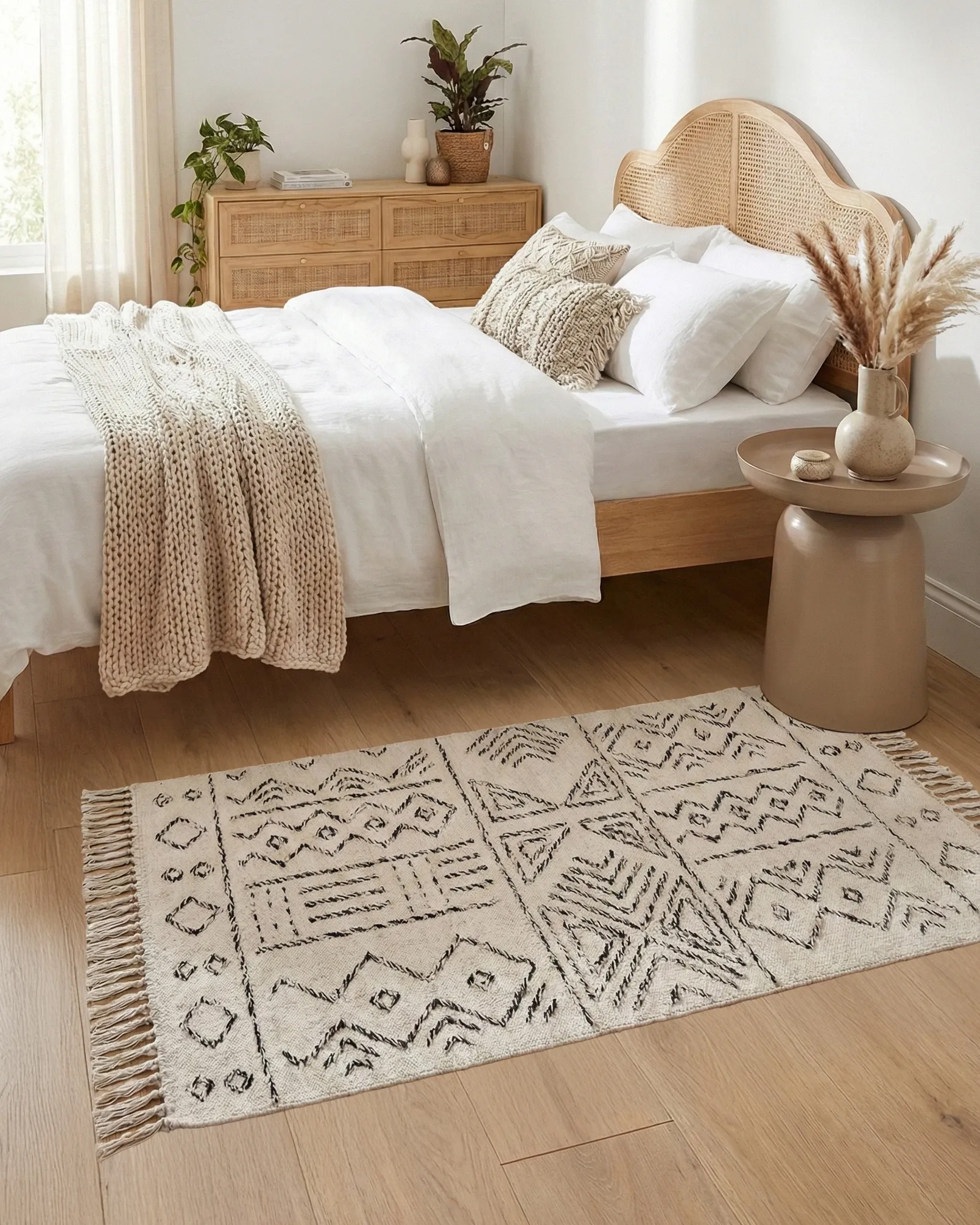 Vloerkleed ALKENT Wit 80 x 150 cm Wol