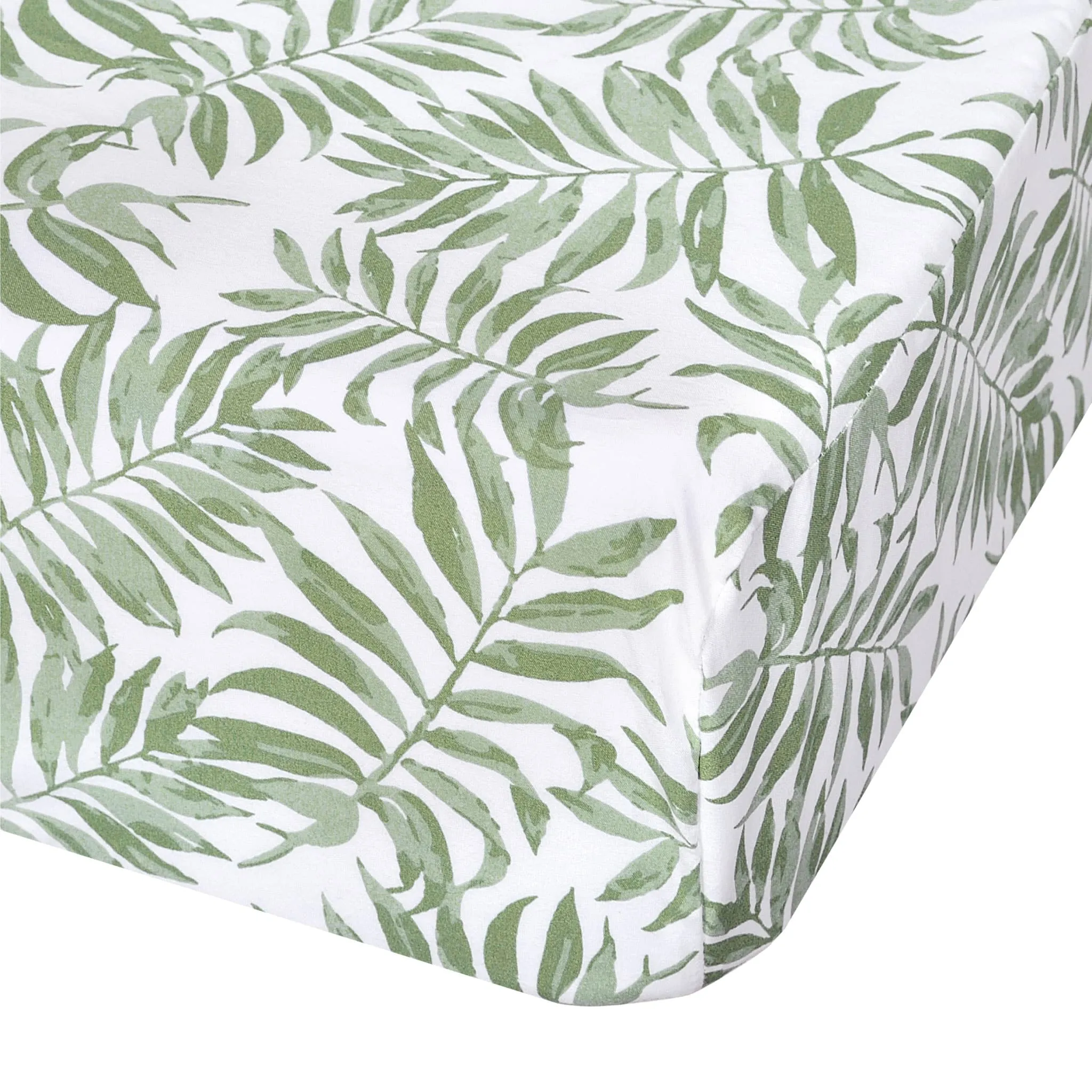 Perlimpinpin Drap Contour pour Lit de Bébé - Tropical Vert