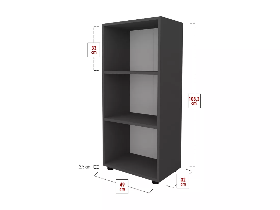 Étagère de bureau en bois Étagère à dossiers Ulas 3f