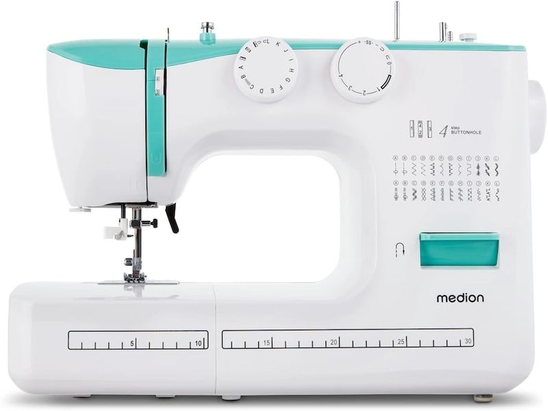 Medion Nähmaschine Life SM60 Weiss/Türkis Nähmaschine mit einer Motorleistung von 60 Watt