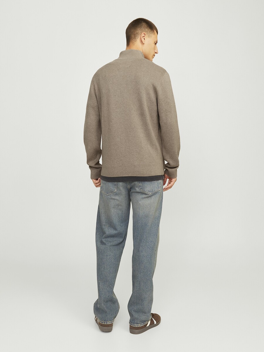 JACK & JONES<br>Suéter folgado com gola de pescador e meio zíper