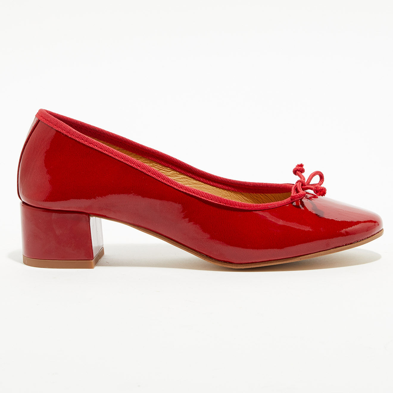 Quartier Latin Ballerines trotters en Cuir verni Diane rouges - Talon 4 cm