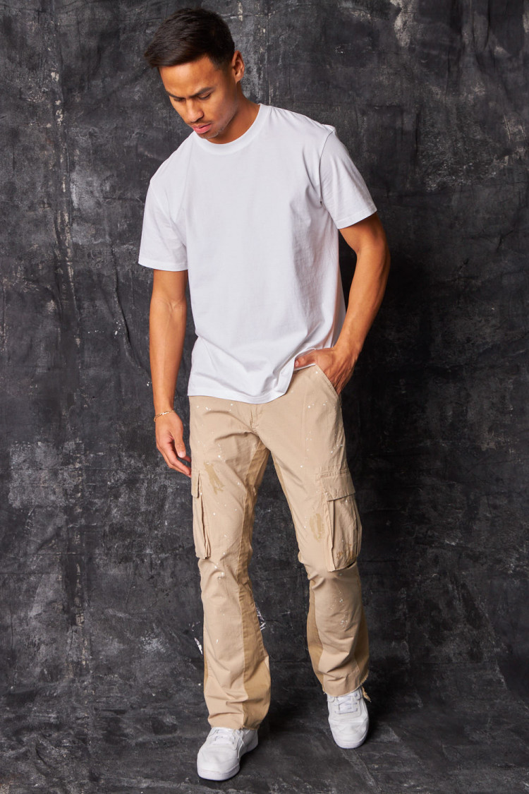 Pantalon cargo taché beige