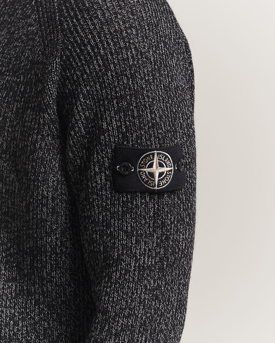 Stone Island Reflective Cotton Knit Crew Neck Black Melange