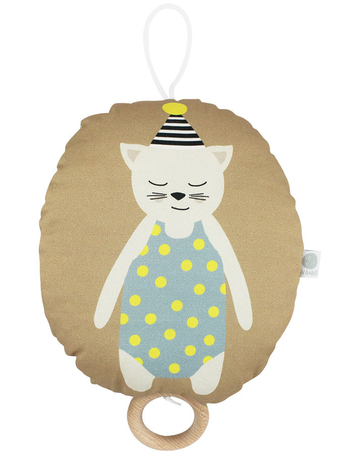 Spieluhr KATZE MIT HÜTCHEN in beige