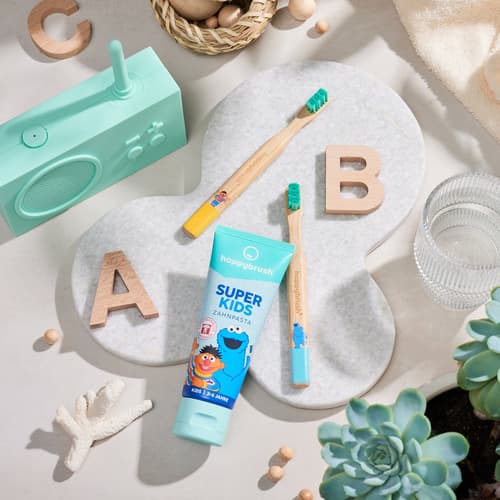 Happybrush Sesamstraße Bambus Zahnbürste Doppelpack