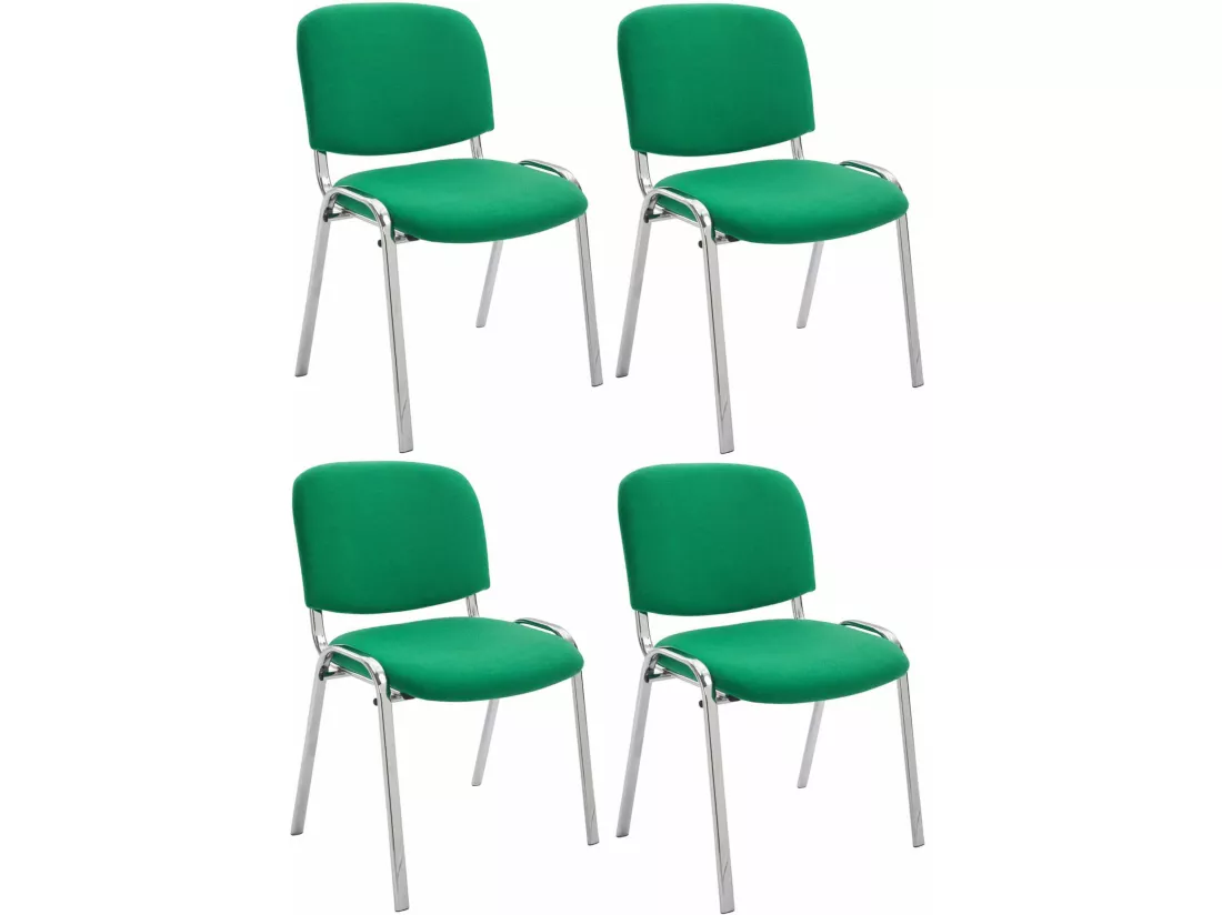 Lot de 4 Chaise de conférence - Tissu & Métal chromé - Vert - Ken