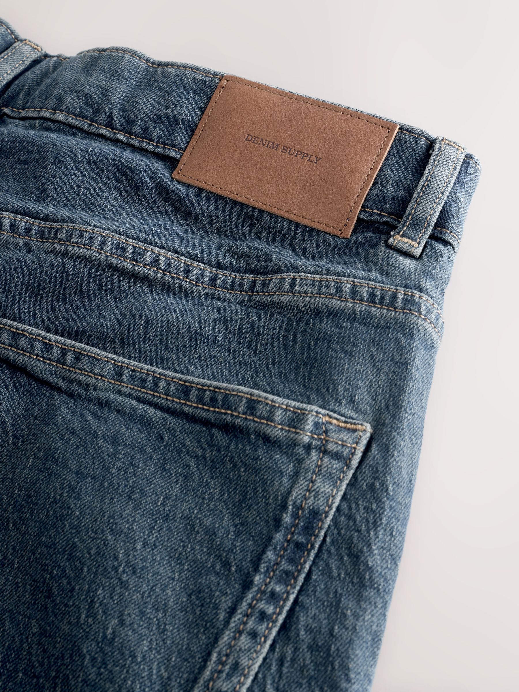 Vintage getint blauw - Standaard toelopende pasvorm - Vintage wash denim jeans