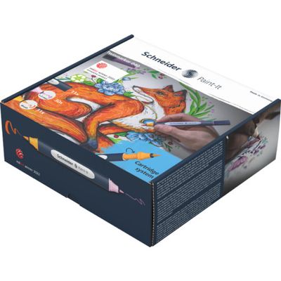 Schneider Paint-It 040 - Set complet - 30 recharges à pointe ogive + 31 à pointe pinceau + 11 corps - couleurs assorties
