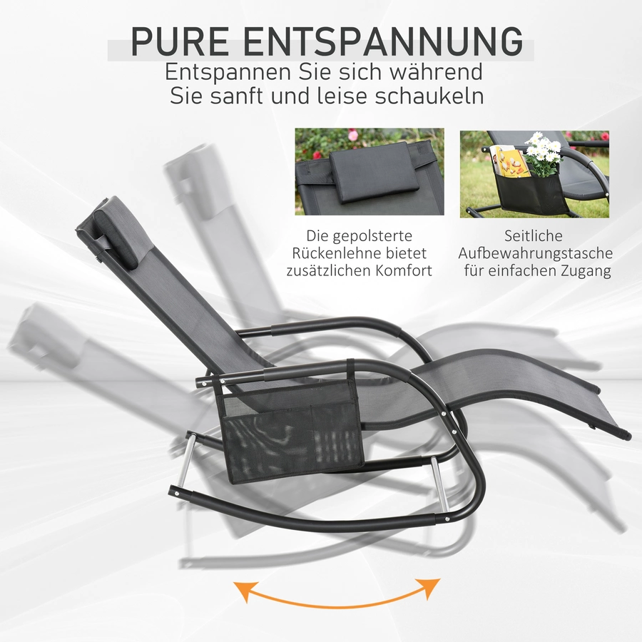 Outsunny Schaukelstuhl atmungsaktive Mesh-Gewebe schwarz