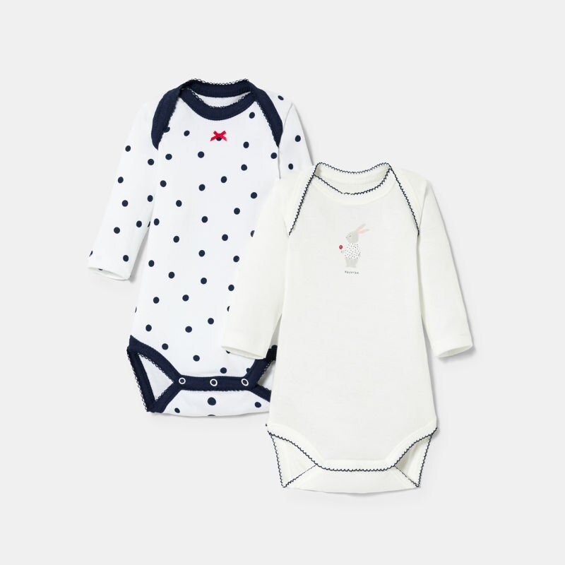 Lot de 2 bodies manches longues bébé fille Aucune nuance