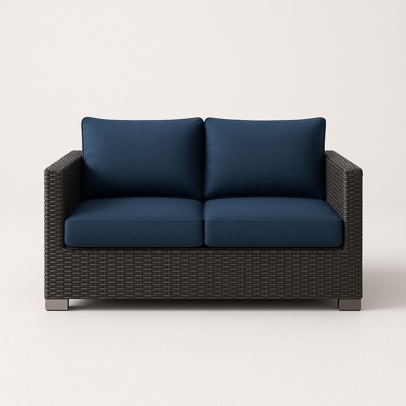 2-Sitzer Gartensofa Polyrattan Blau