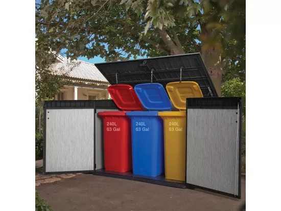 Abri de jardin en résine BROSSIUM - 2100L - Gris / Grande Store 2020 L - Design rustique et durable