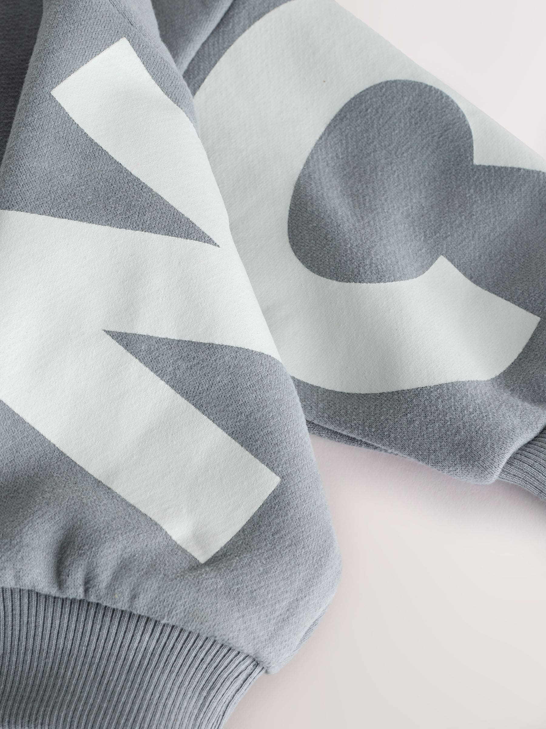 Grijs - Jersey sweatshirt met ronde hals en print op de rug (3mnd -7jr)