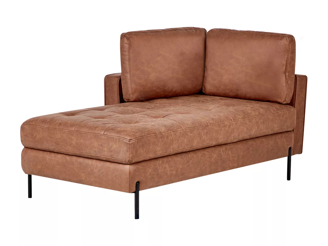 Chaise longue côté droit en cuir PU marron doré REBAIS