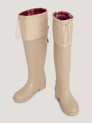 Botas de borracha acolchoadas com forro xadrez