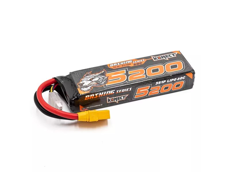 Konect RC-Akku LiPo 5200 mAh 11.1 V 60C Bashing Series 3S LiPo Akku für RC Fahrzeuge mit XT90 Stecker